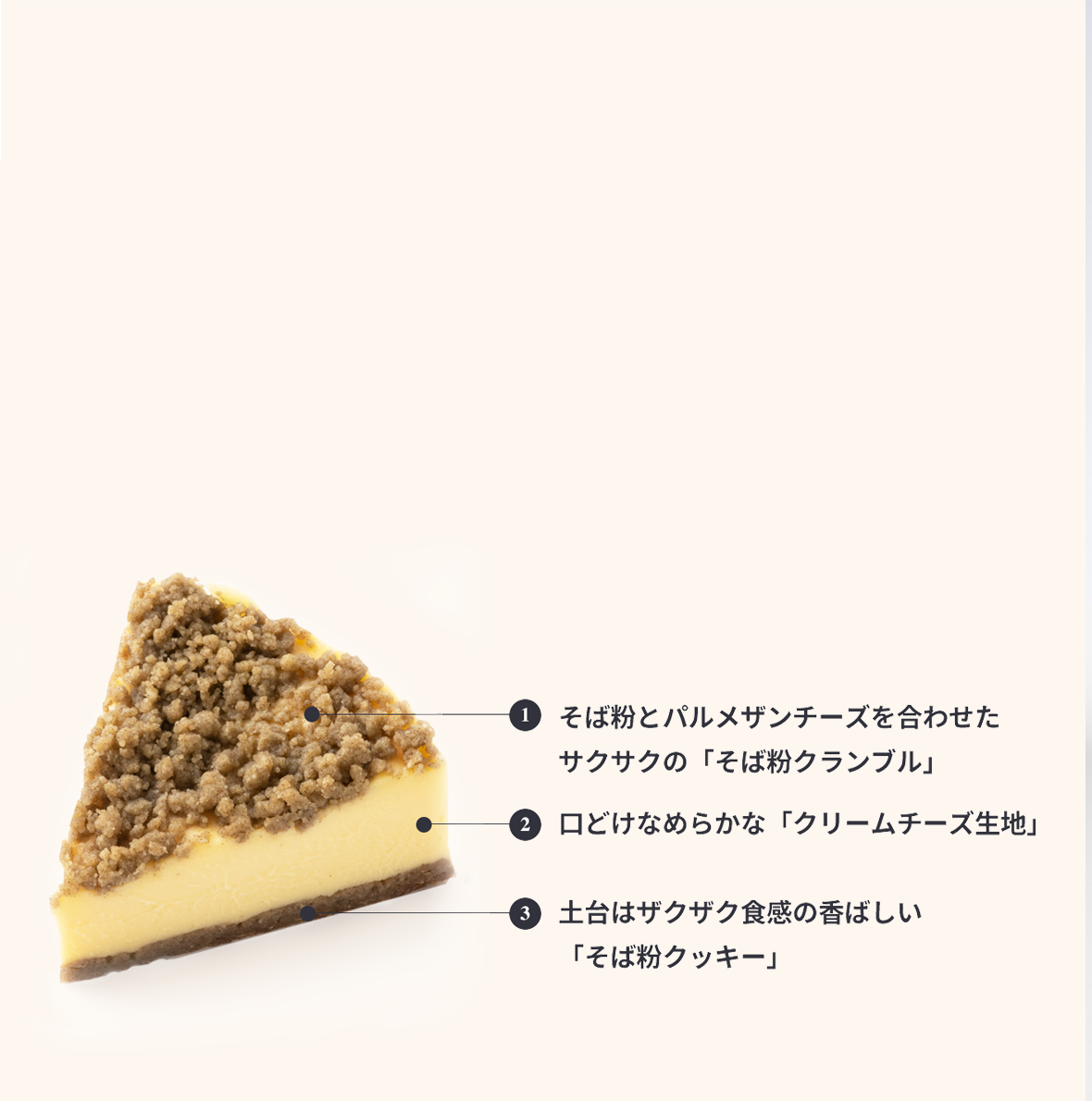 そば粉のザクザクチーズケーキ